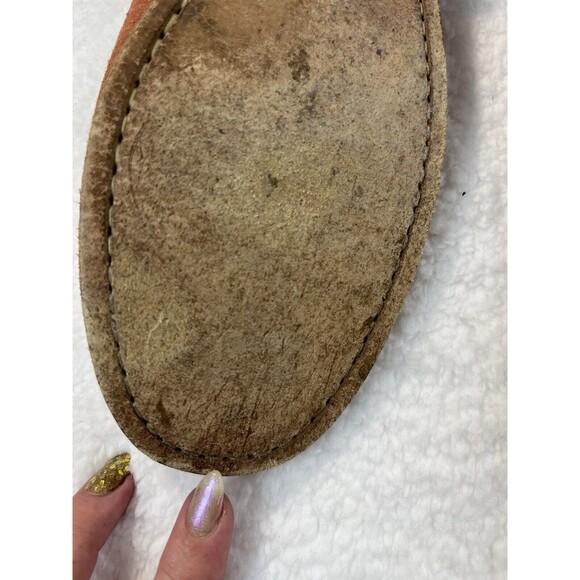 LL Bean Loafers Womens 8.5 Signature Handsewn Suede Shoes Coral Preppy Classic - Picture 14 of 15